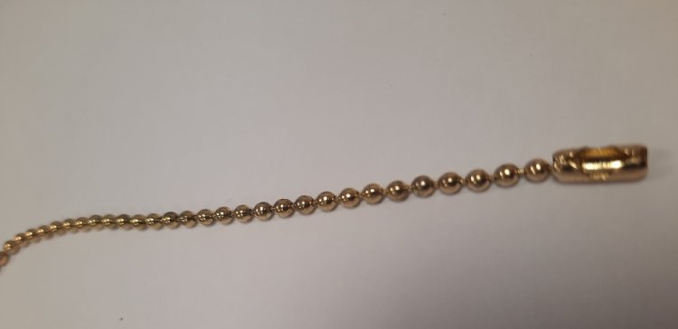Pre-Cut Steel Ball Chain & Connector Ø2.4mm Brass Pack of 100 - Click Image to Close